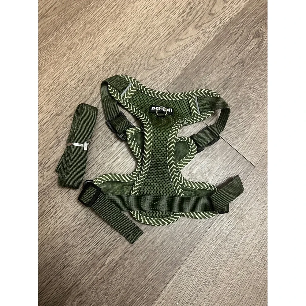 Pangdi Cat Harness and Leash Set Escape Proof Mesh Vest Dark Green XL
